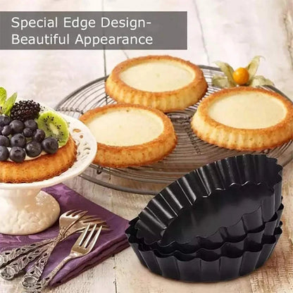 4In/10Cm Mini Pie Muffin Cupcake Pans Non-Stick Tart Quiche Flan Pan Mold Removable Loose Bottom Round Bakeware