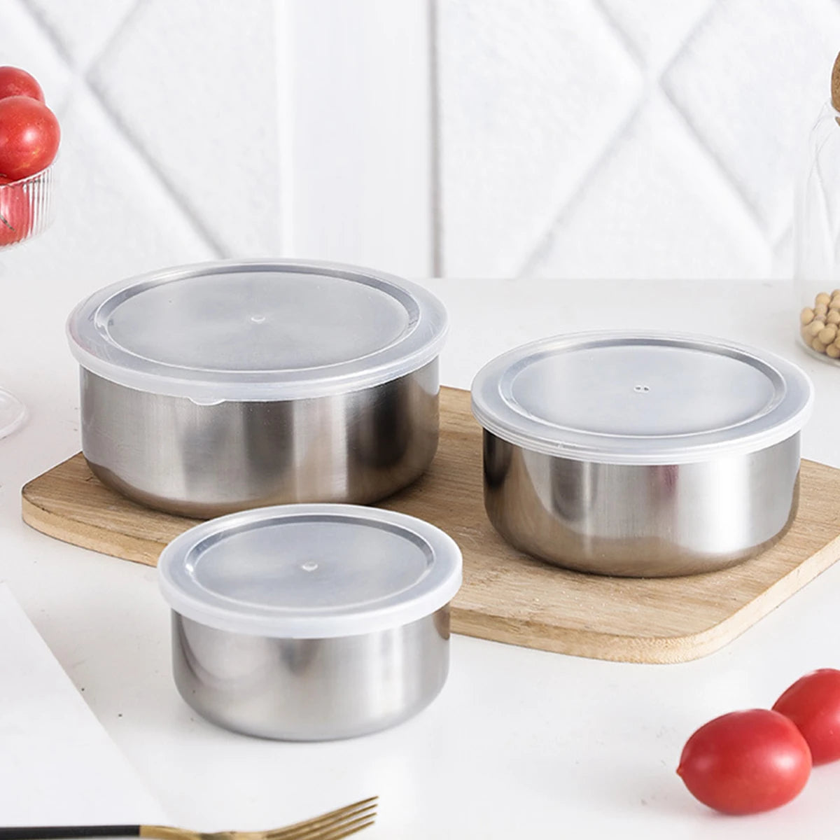 5pcs Mixing Bowls Stainless Steel Mixing Nesting Bowl Set Stackable Cooking And Storage Deep Nesting Bowls Silver Food Container