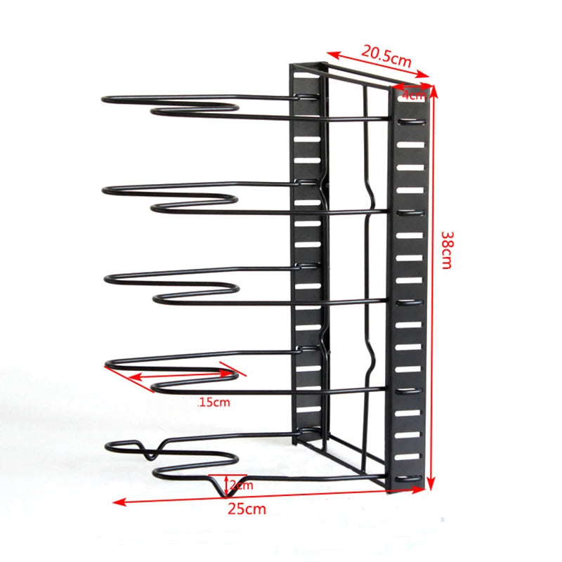 5/8 Tiers Kitchen Rack Adjustable Pan Pot Rack Rustproof Metal Cabinet Pantry Organizer Pots Lids Storage Holder Kitchen Storage