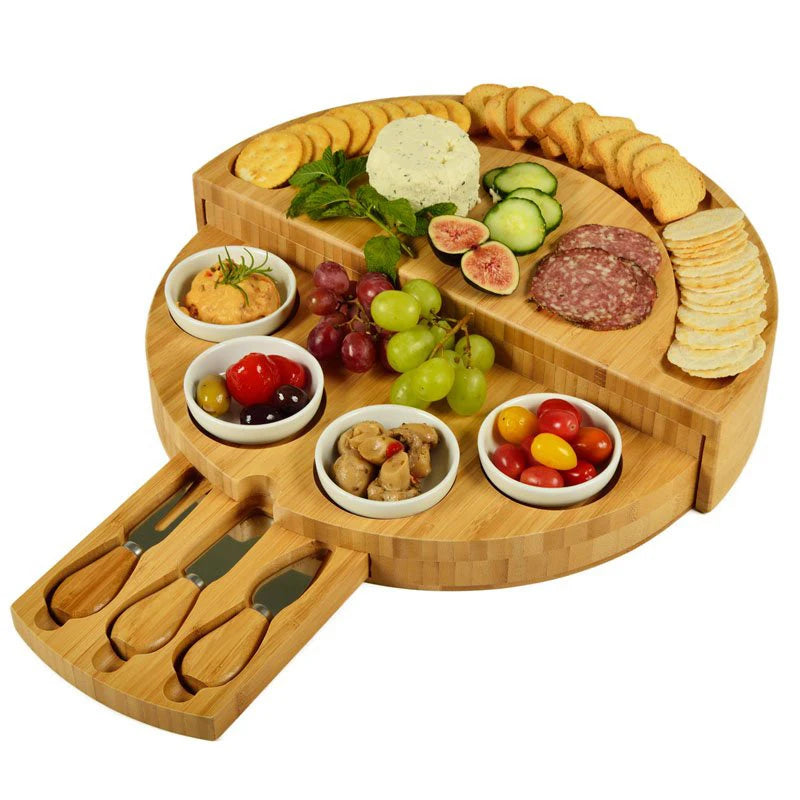 1 Set Charcuterie  Set with Slide Out (Slicer Fork Scoops Cut Kitchen Storage)