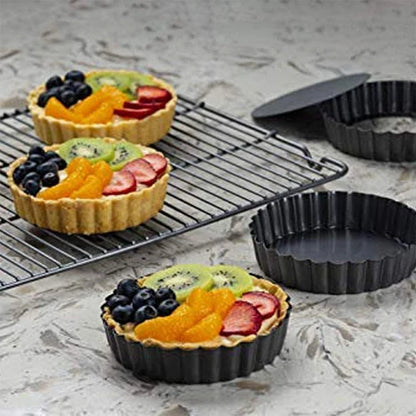 4In/10Cm Mini Pie Muffin Cupcake Pans Non-Stick Tart Quiche Flan Pan Mold Removable Loose Bottom Round Bakeware