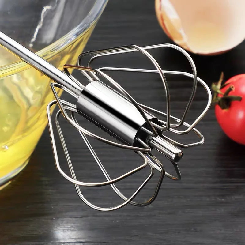 Semi-automatic Egg Beater 304 Stainless Steel Egg Whisk Manual Hand Mixer Self Turning Egg Stirrer Kitchen Accessories Egg Tools