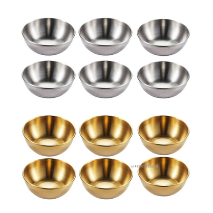 2/4/6pcs Stainless Steel Small Sauce Dishes Seasoning Serving Tray Spice Plates Set Soy Sauce Dish Specialty Tableware