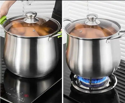 24cm Stainless Steel Soup Pot Large Capacity Home Cooking Pot Stew Chicken Induction Cooker Gas Stove Universal Kitchen Cookware