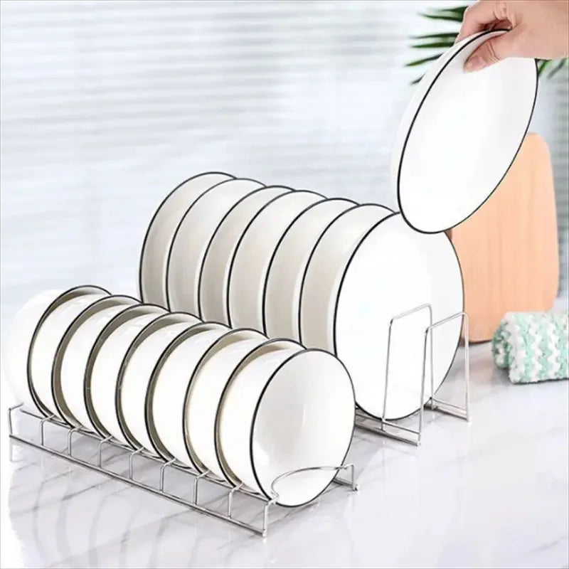 Kitchen Bowl Dish Organizer Stainless Steel Dish Holder Home Cutlery Dishes Pot Lid Rack Household Dish Rack Kitchen Accessories