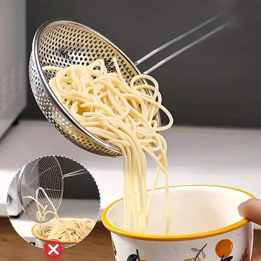 Hot Selling Thickened Stainless Steel Strainer, Household Lo Mein and Dumpling Strainer, Large Kitchen Fried Strainer
