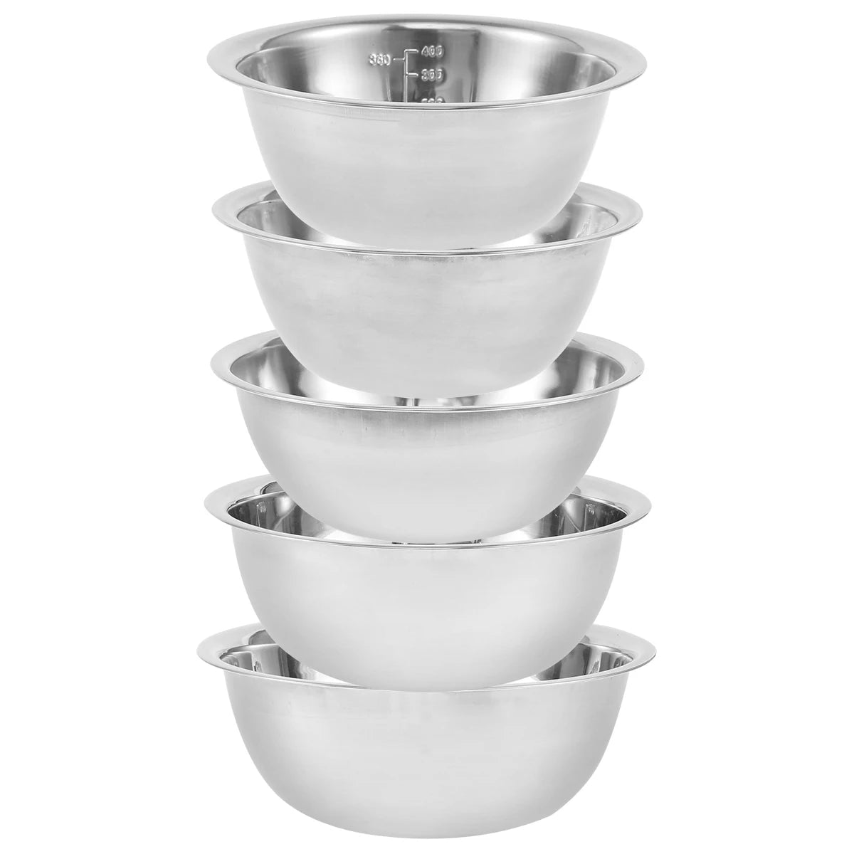 5 Pcs Stainless Steel Mixing Bowl Set Multipurpose Soup Basin 5 Sizes Nesting Bowls Dishwasher Safe Set for Cooking Baking