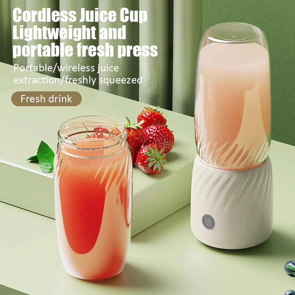 Handheld Fruit Machine Portable Blender With 1500mA Battery Motor Base 6 Stainless Steel Blades Button Portable Juicer Blender