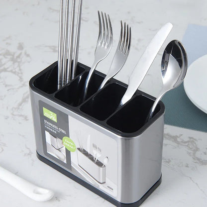 Stainless Steel Chopstick Spoon Storage Rack Box Kitchen Utensil Holder Organizer Drying Tableware Container Cutlery Basket