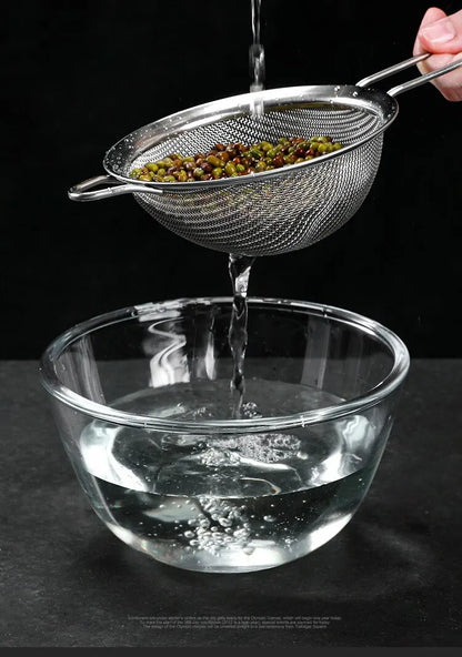 Set of 3 Fine Mesh Strainer Stainless Steel Fine Skimmer Food Strainer with Long Handle Kitchen Tool