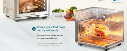 COSORI Toaster Oven Air Fryer Combo, 12-in-1, 26QT Convection Oven Countertop, Stainless Steel with Toast Bake and Broil