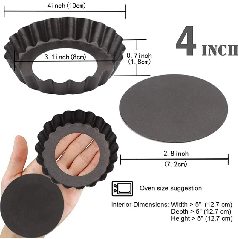 4In/10Cm Mini Pie Muffin Cupcake Pans Non-Stick Tart Quiche Flan Pan Mold Removable Loose Bottom Round Bakeware