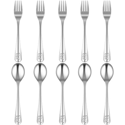 9/15Pcs Kids Silverware Set 410 Stainless Steel Kids Fork Spoon and Cutter Set Funny Dinosaur Flatware Set for Children Toddler