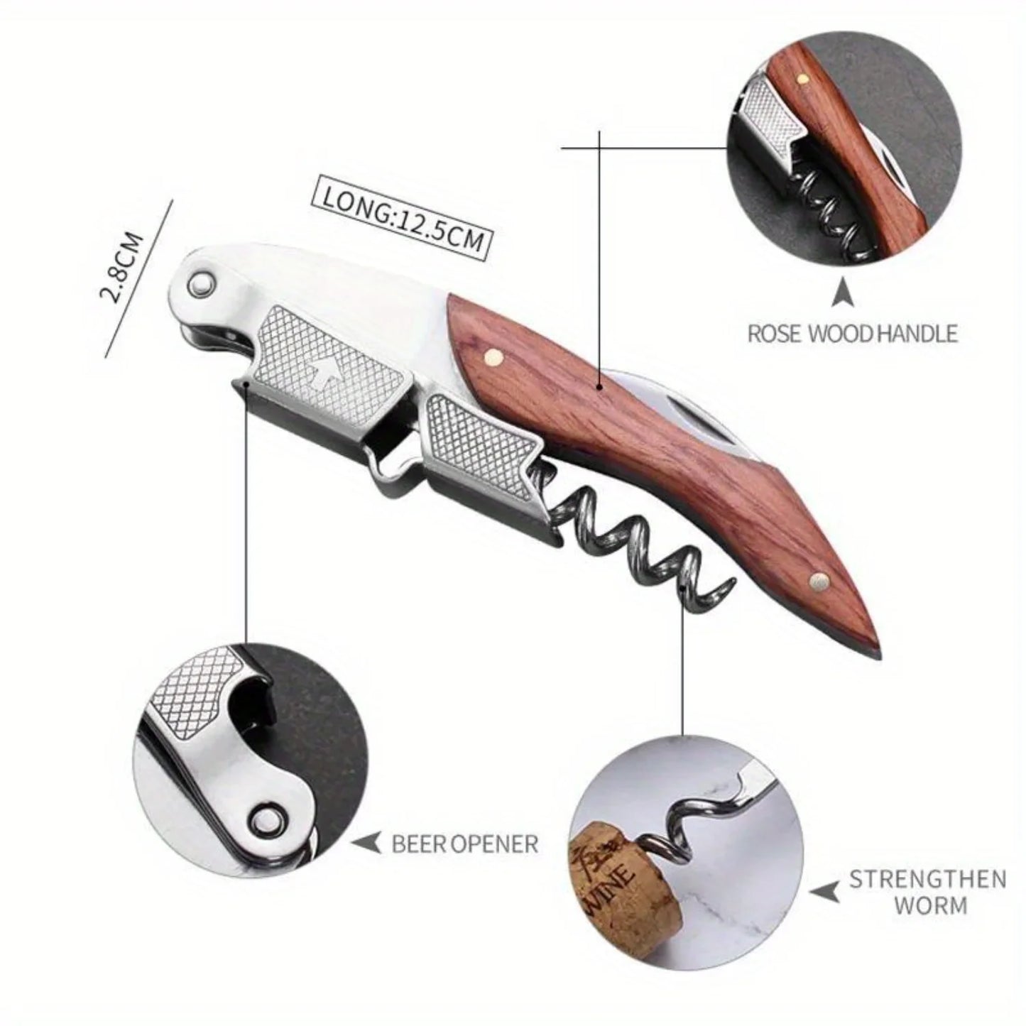 Wood Handle Corkscrew Wine Opener - Portable Beer Bottle Opener Can opener electric Custom bottle opener Mini wine opener Beer