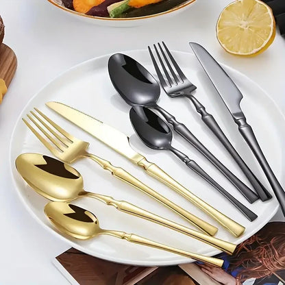 4/6/16/24pcs  Silver stainless steel cutlery Steak knife and fork dessert spoon spoon and teaspoon Home restaurant cutlery set