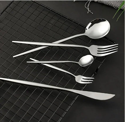 60pcs Stainless Steel - Luxe Golden Cutlery Set, Mirror Polished, Dishwasher Safe, Includes Knives, Forks & Spoons in Gift Box,