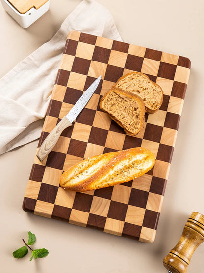 Acacia Wood Kitchen Board,Natural Splicing checkerboard texture chopping board,Solid Wood kitchen Board Non-slip Knife Board