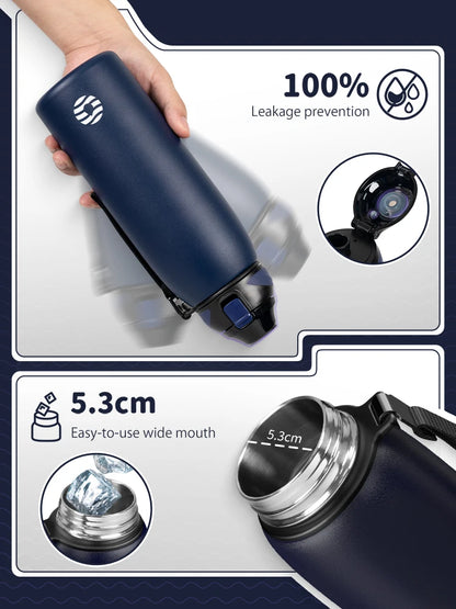 FEIJIAN Water Bottle 1L Vacuum Sports Bottle Warm and Cold Drink Stainless Steel Vacuum Flask