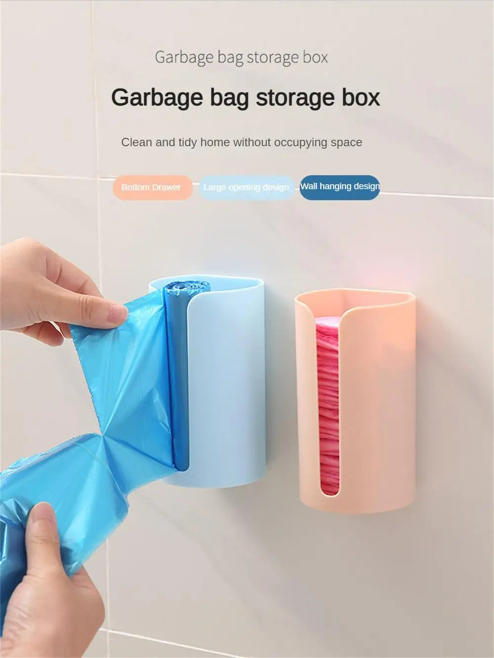 Garbage Bag Storage Box Wall Mounted Trash Bags Holder Kitchen Plastic Bag Container Bathroom Garbage Bag Dispenser Organizer