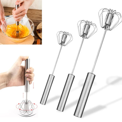 Semi-automatic Egg Beater 304 Stainless Steel Egg Whisk Manual Hand Mixer Self Turning Egg Stirrer Kitchen Accessories Egg Tools