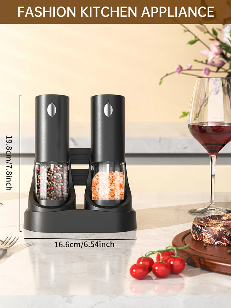 Electric Automatic Salt and Pepper Grinder Set Rechargeable With USB Gravity Spice Mill Adjustable Spices Grinder Kitchen Tools