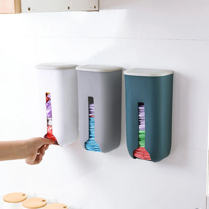 Extractable Kitchen Plastic Bag Storage Bag Dispenser Wall Mount Garbage Pocket Holder Refillable Trash Bags Saver Organizer