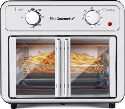 EAF1222SS Air Fryer Oven Double French Doors, Bake, Grill, Roast, Broil, Rotisserie, Toast, Warm, Air Fry, Dehydrate, 1500 Watts