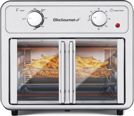 EAF1222SS Air Fryer Oven Double French Doors, Bake, Grill, Roast, Broil, Rotisserie, Toast, Warm, Air Fry, Dehydrate, 1500 Watts