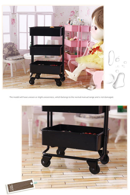 Left-Side Pocket Model Storage Rack Trolley Storage Rack Small Cloth 6 Points BJD Baby House Dollhouse Accessories DIY