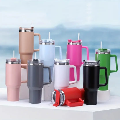 Stainless Steel Insulated Water Bottle / Thermal Coffee  Travel Cup, Flask with Straw