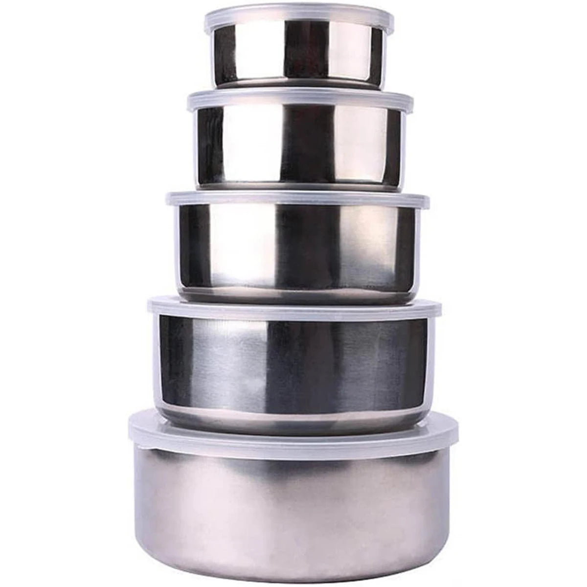 5pcs Mixing Bowls Stainless Steel Mixing Nesting Bowl Set Stackable Cooking And Storage Deep Nesting Bowls Silver Food Container