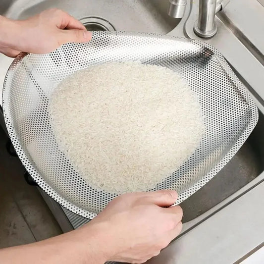 1PC Stainless Steel Colander Strainer Sieve Kitchen Rice Washer Fine Mesh Food Strainers Colander Vegetables Fruits Draining