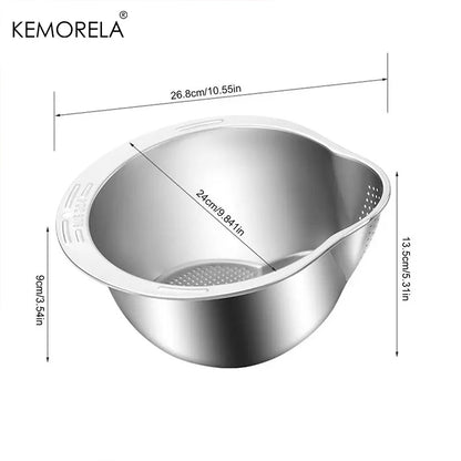 Rice Washer Strainer Bowl Stainless Steel 304 Rice Washing Bowl Rice Sieve Colander Fruit And Vegetable Strainer Kitchen Tools