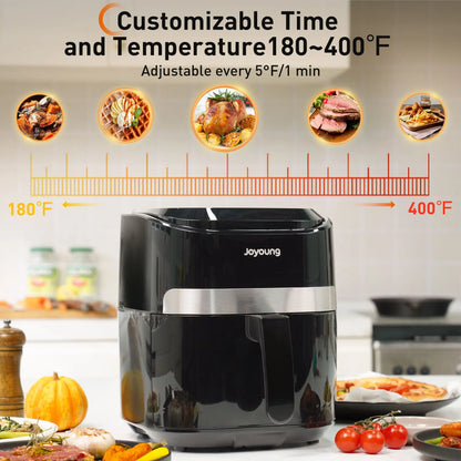 JOYOUNG Air Fryer with Digital LED Touch Screen,8 Automatic Programmes,Air Fryer 4.5 L,Oilless Cooker Preheating and Keeping War