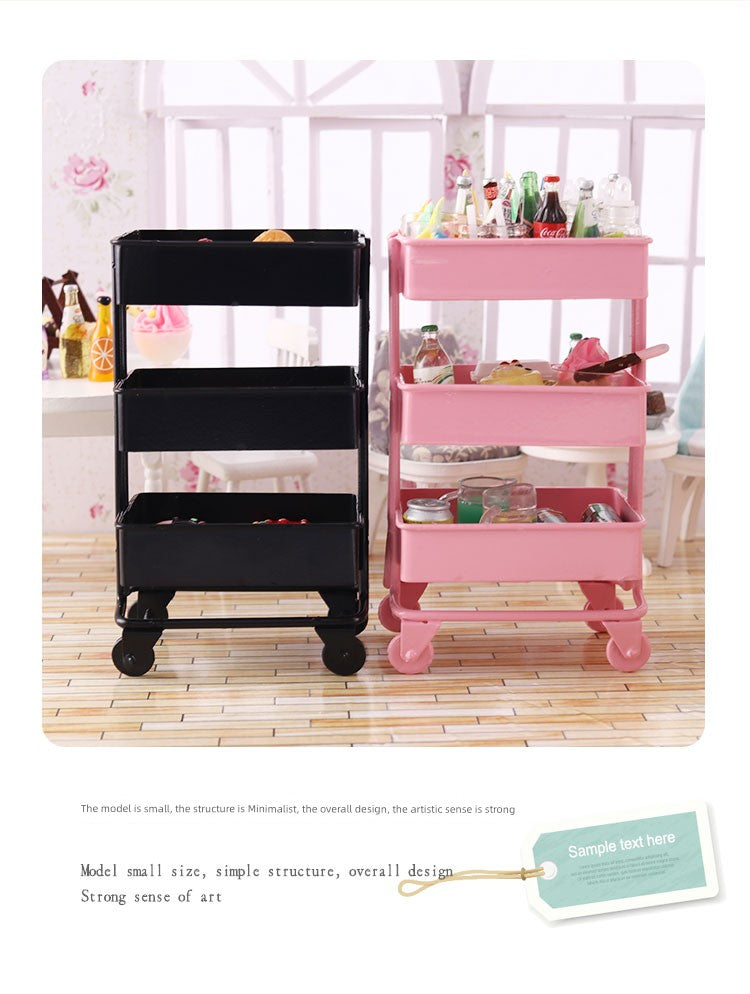 Left-Side Pocket Model Storage Rack Trolley Storage Rack Small Cloth 6 Points BJD Baby House Dollhouse Accessories DIY