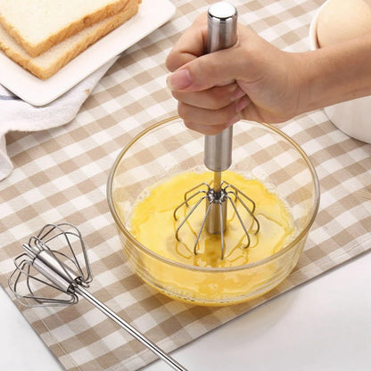 Semi-automatic Egg Beater 304 Stainless Steel Egg Whisk Manual Hand Mixer Self Turning Egg Stirrer Kitchen Accessories Egg Tools