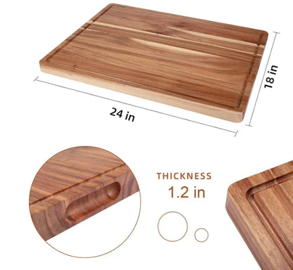 Large Acacia Wood Cutting Boards for Kitchen 24 x 18 Inch Extra Large Wooden Cutting Board with Juice Groove Reversible Butcher