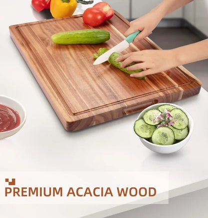 Large Acacia Wood Cutting Boards for Kitchen 24 x 18 Inch Extra Large Wooden Cutting Board with Juice Groove Reversible Butcher