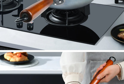 Seasoning Iron Woks,30/32/34cm Wok with Wooden Handle Frying Pan Kitchen Cookware For Electric,Induction Electric and Gas Stoves