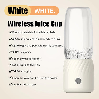 Handheld Fruit Machine Portable Blender With 1500mA Battery Motor Base 6 Stainless Steel Blades Button Portable Juicer Blender