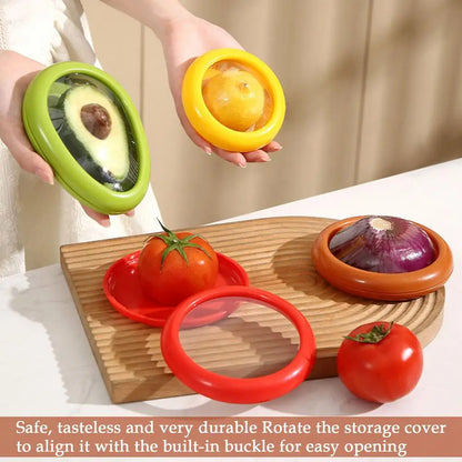 4 Pieces Storage Set Fresh-keeping Boxes for Avocado Onion Tomato and Lemon Reusable Vegetable Storage Container for kitchen