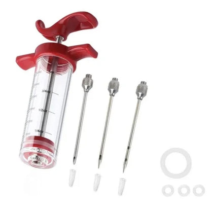 Flavor Needle BBQ Meat Syringe Marinade Injector Pork Steak Meat Sauces Syringes With 3 Stainless Steel Needles Kitchen Tools