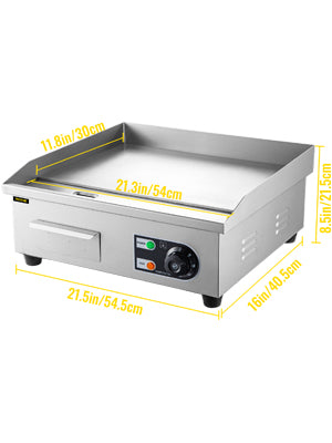 VEVOR Electric Countertop Griddle with Drawer Stainless Steel Flat Top Grill Barbecue BBQ machine for Outdoor Camping Cooking